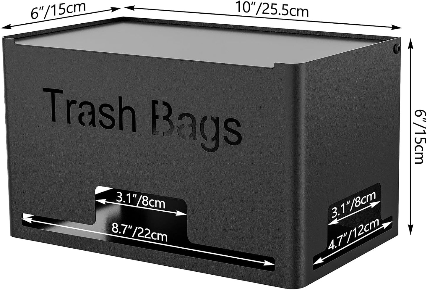 STWWO Large Trash Bag Holder Dispenser - Metal Kitchen Organizer for Under Sink | Wall Mounted or Freestanding, Black