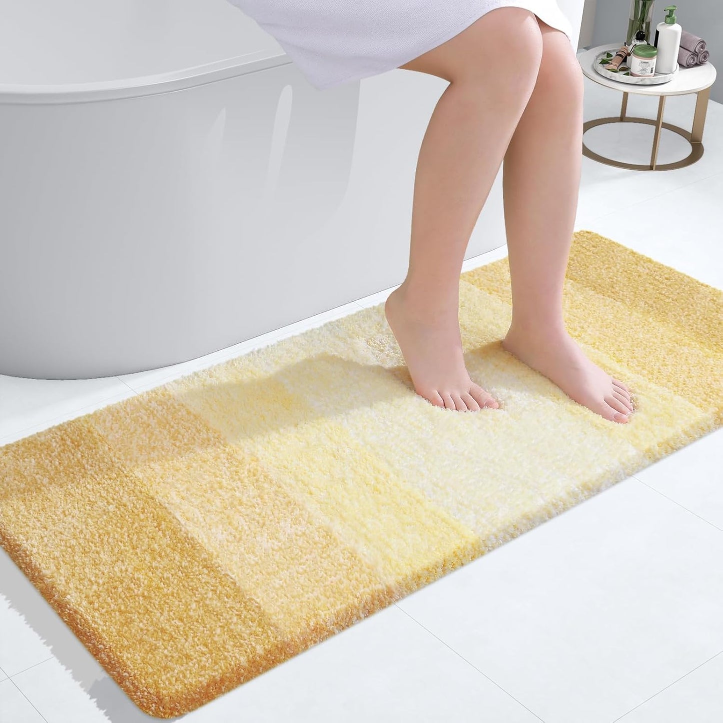 OLANLY Large Bathroom Rug Mat - Extra Soft Microfiber, Quick Dry & Washable | 45x27 Inches, Light Yellow