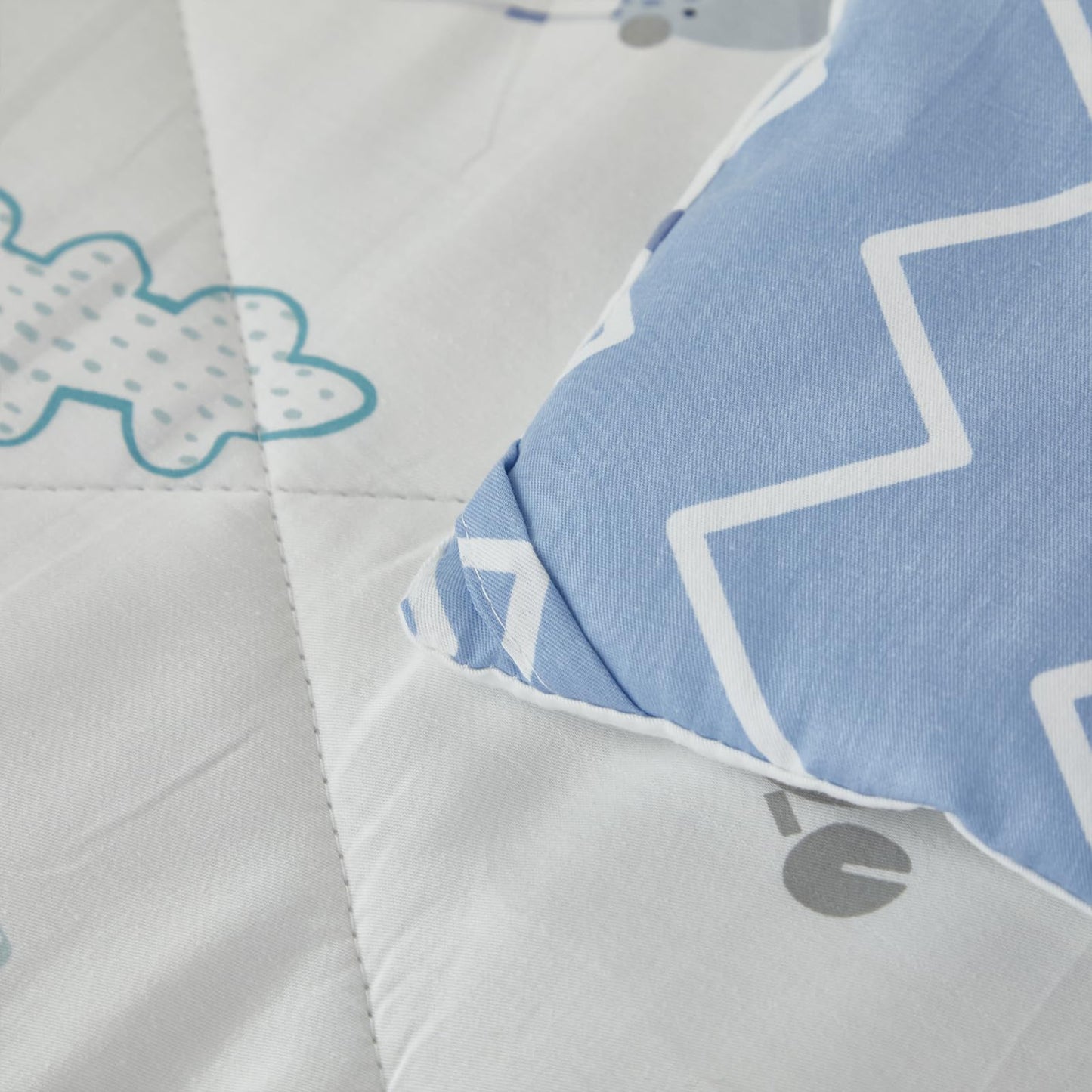 Brandream Kids Duvet Cover Twin Size Cotton Boys Girls Cute Cartoon Blue White Seaworld Comforter Set Ocean Fish Bedding Set 3 Piece
