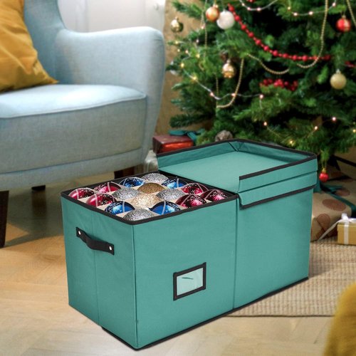 Holiday Cheer Premium Christmas Ornament Storage - 8 Tray Container with Dividers for 128 Ornaments