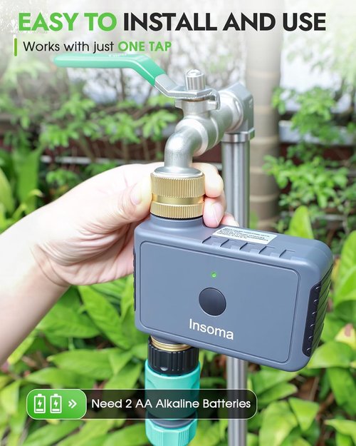 Insoma Remote Control Sprinkler Timer - Automatic Water Shutoff for Garden Hose | IP55 Waterproof, 120-Minute Run Time