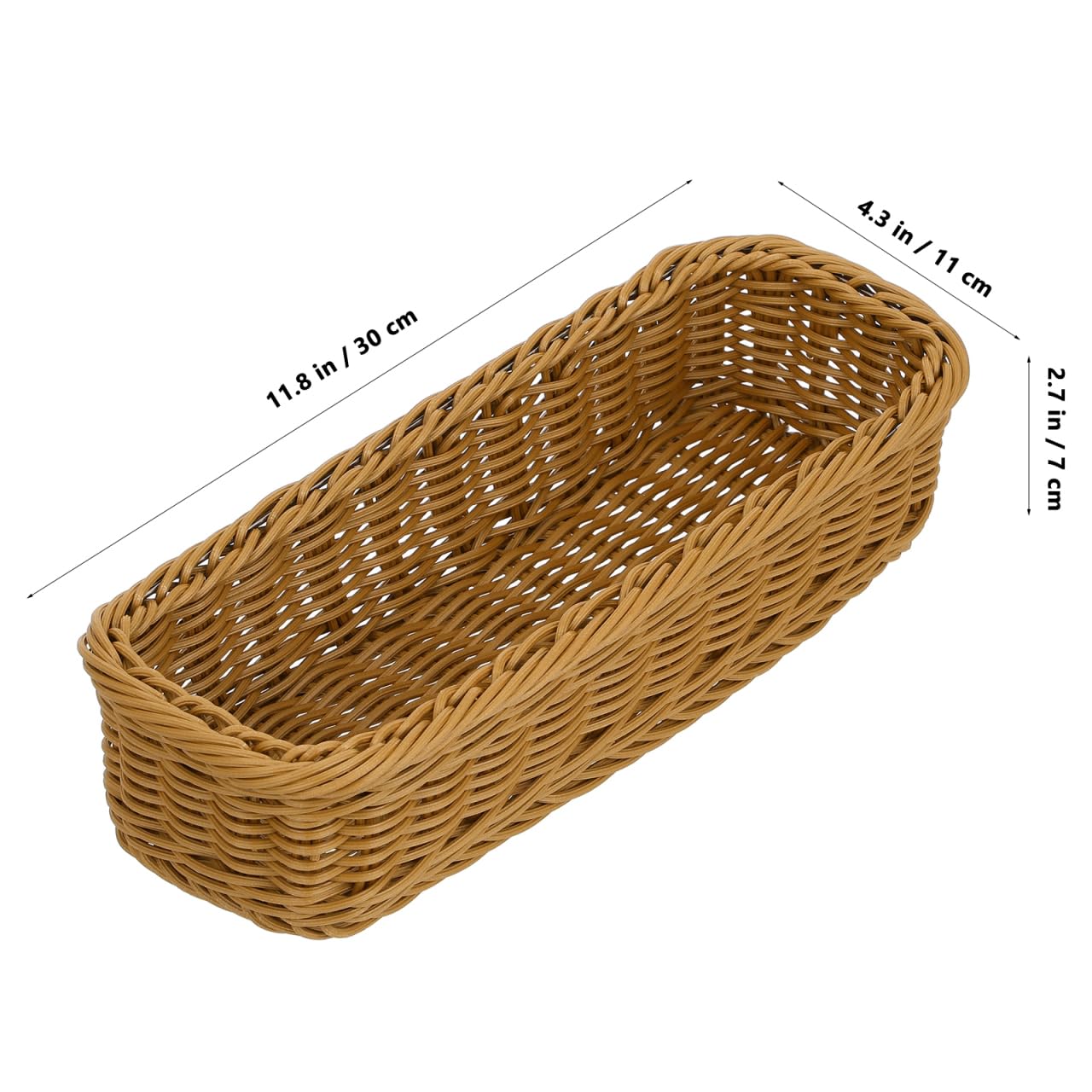 Cabilock 2pcs Wicker Cutlery Basket, Rectangular Woven Storage Bins for Kitchen Drawer, Rattan Utensil Organizer Tray, Flatware Silverware Holder for Dining Table Countertop