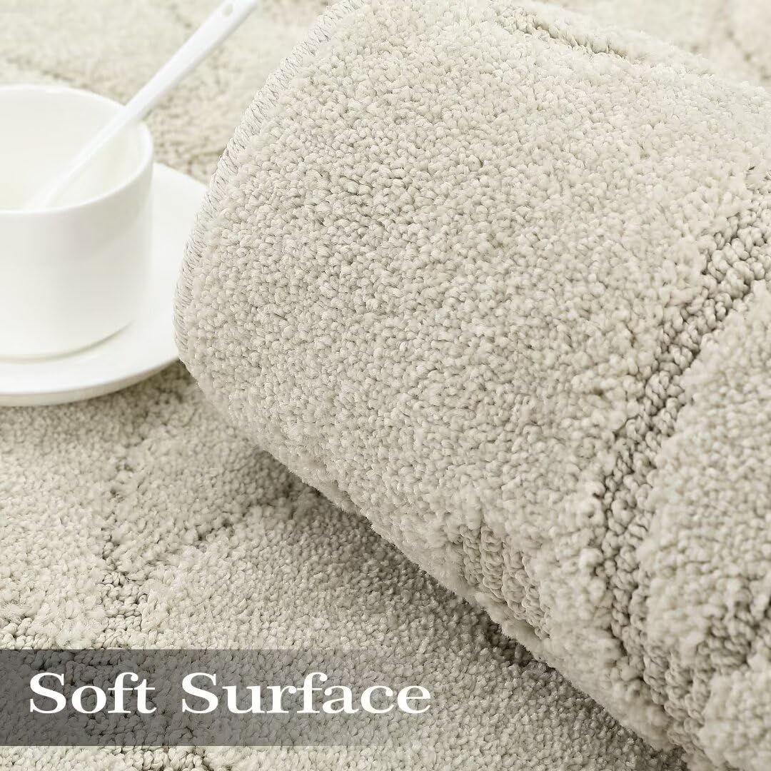 GlowSol Area Rug 4x6 Non-Shedding Modern Abstract Boho Tribal Throw - Thick Fluffy Moroccan for Bedroom, Living Room, Nursery, Beige