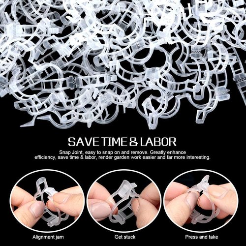FANDAMEI Plant Support Clips - 300 PCS Plastic Garden Ties for Tomatoes, Cucumbers & Vines | 1” Inner Diameter