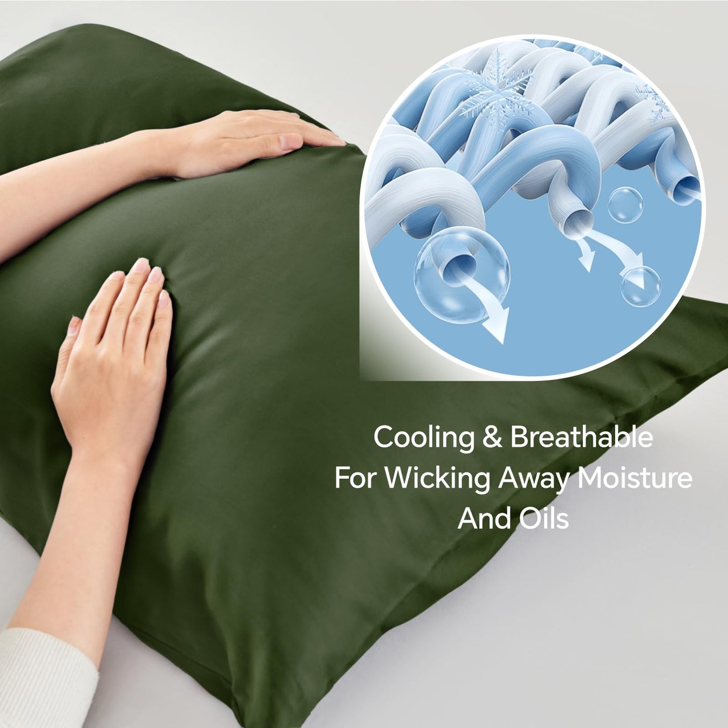 BEDELITE Body Pillow Cover, Rayon Made from Bamboo, Cooling Body Pillow Pillowcase for Hot Sleepers and Night Sweats, Breathable & Silky Soft Full Long Pillow Case Cover (Olive Green, 20x54 Inches)
