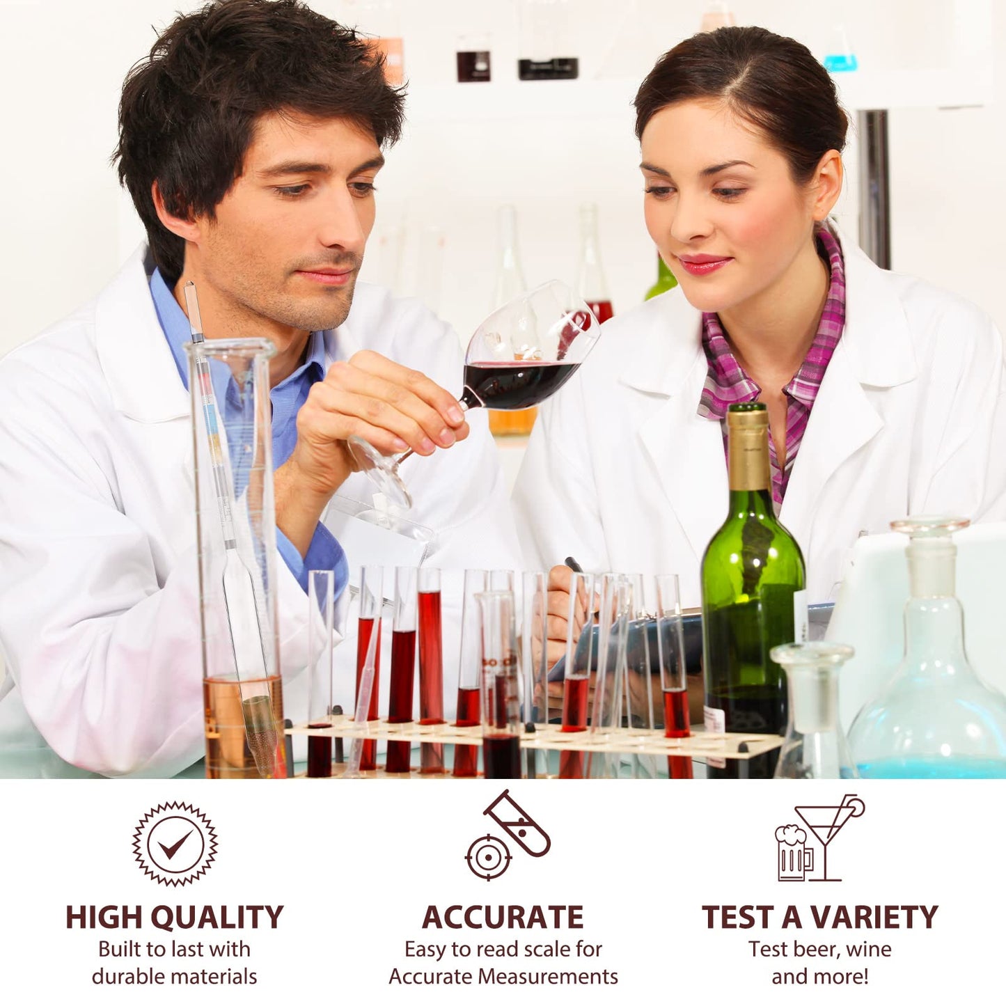 3 Packs Triple Scale Hydrometer with Cleaning Cloth for Wine Beer Mead Kombucha Brewer Elite Hydrometer Alcohol Measuring Tools Brewing Supplies Distilling Equipment for Home Tester