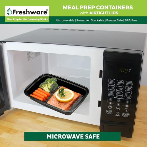 Freshware Meal Prep Containers - 50 Pack 1 Compartment Food Storage with Lids | BPA Free, Stackable, 16 oz