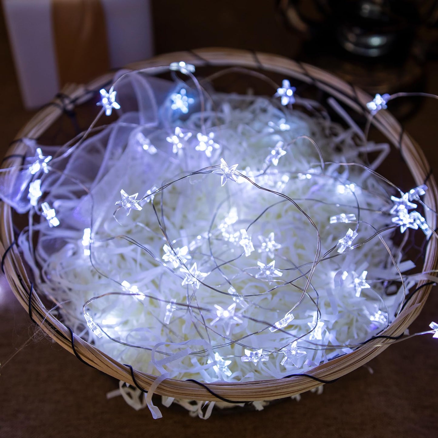 ZELUXDOT 6 Packs 6.6ft 20 LEDs Star Fairy Lights Battery Operated,Mini Star String Lights,Waterproof Twinkle Starry Light for DIY Bottle Table Christmas Ramadan Wedding Halloween Decor,Cool White