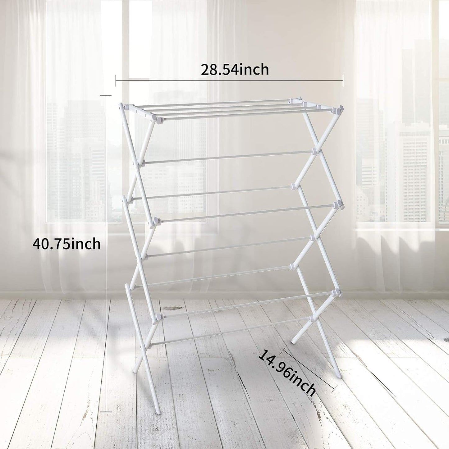 Skiennix Foldable Clothes Drying Rack - Portable 3-Tier Laundry Organizer for Indoor/Outdoor Use - White