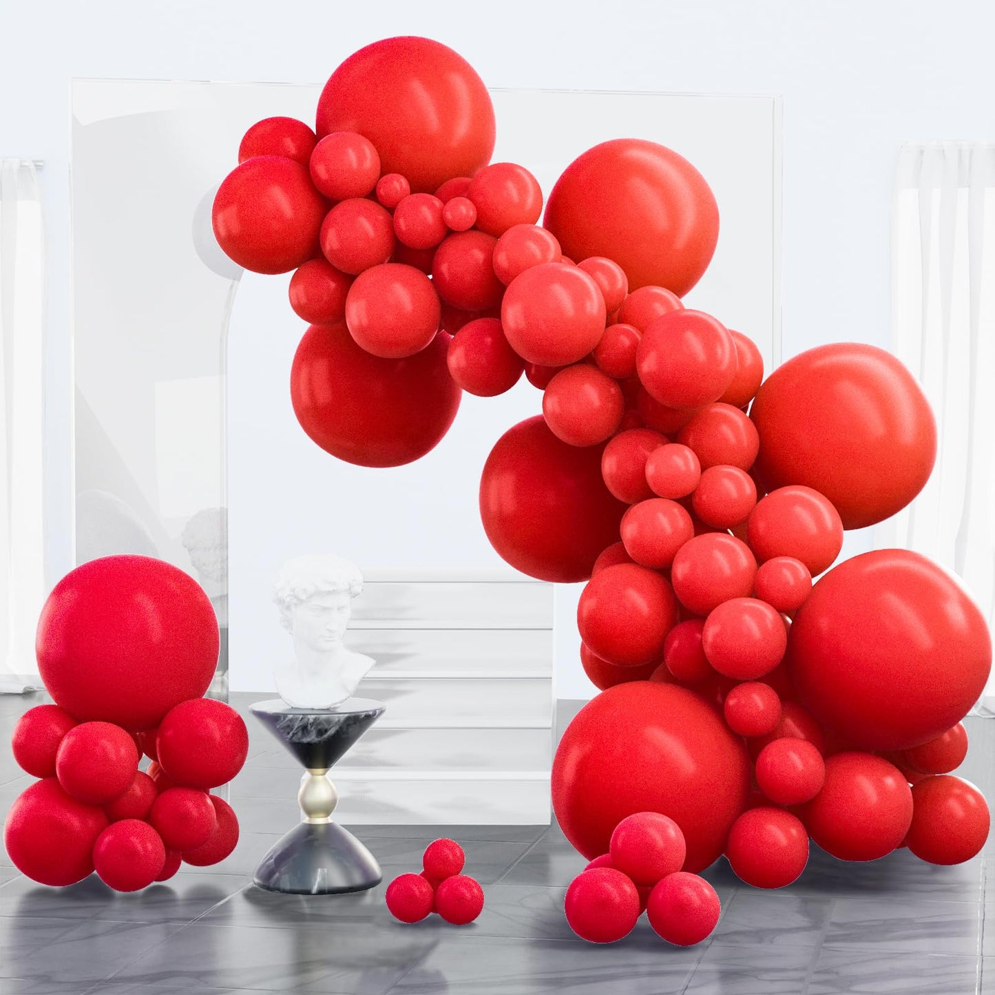 PartyWoo Red Balloons 100 pcs Different Sizes of 18 12 10 5 Inch Red Balloon Arch Kit Garland for Birthday Graduation Bachelorette Citizenship Anniversary Cherry Casino Theme Party Decorations Red-Y57