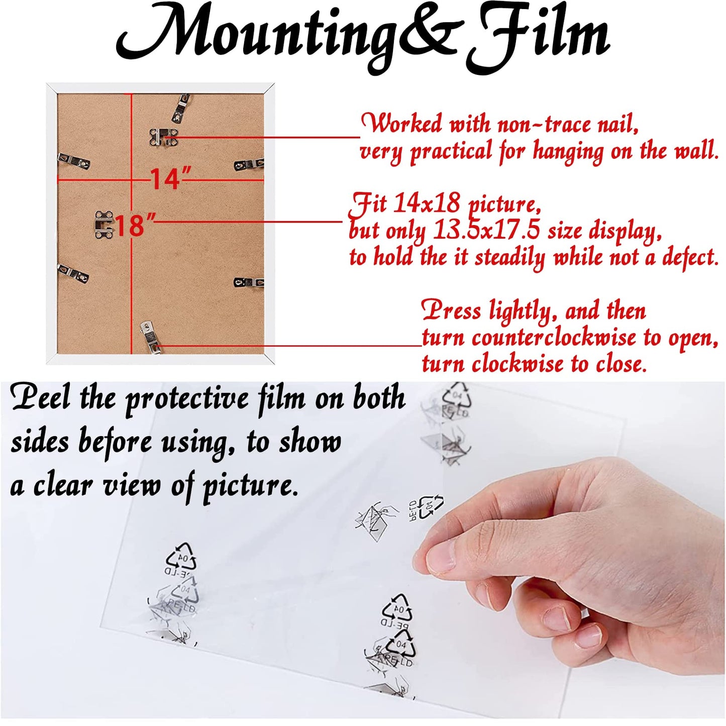 ijuerybai 6 Sets 14x18 Picture Frame, Frames for 14 x 18 Canvas Collage Photo Poster Certificate Wall Gallery, High Transparent Horizontal Vertical White 14 by 18 Inches