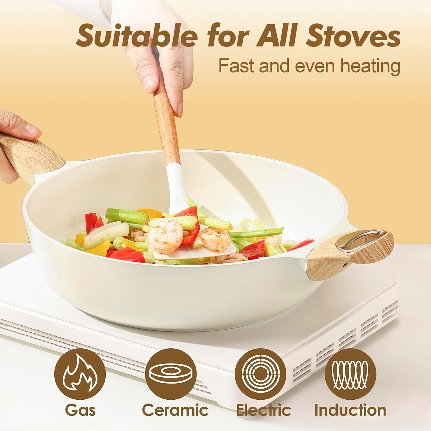 SENSARTE 20-Piece Ceramic Cookware Set - Nonstick Induction Pots & Pans | Healthy, Non-Toxic Design