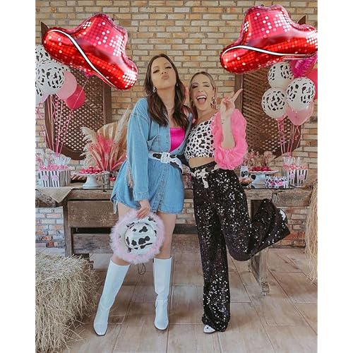 Western Disco Cowgirl Hat Balloons 25" Red Cowboy Hat Helium Balloon 2pcs Cowgirl Hat Foil Balloons for Girls Western Themed Birthday Party Decorations Supplies