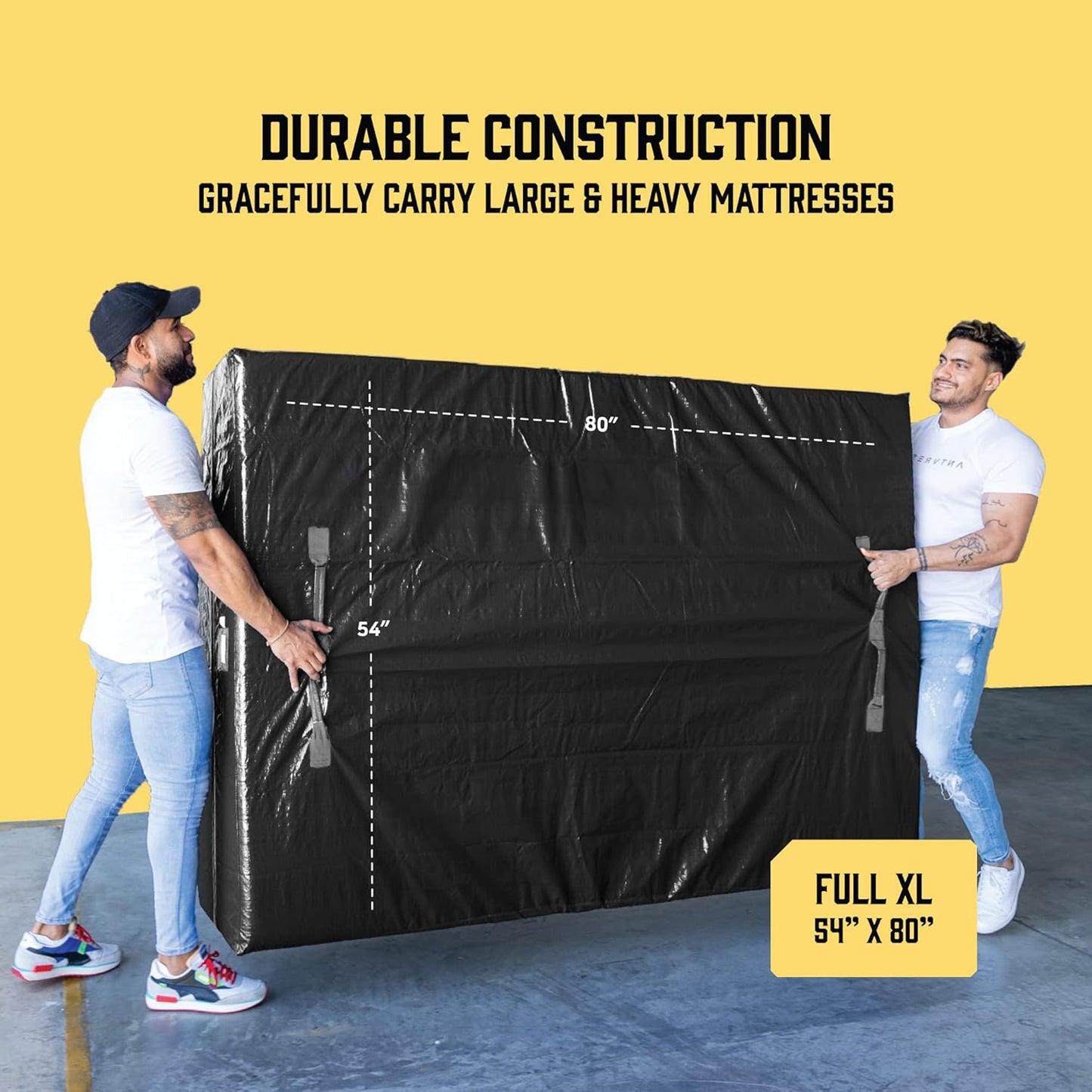 Mattress Bags for Moving - Extra-Thick Full XL with 8 Handles | Reusable Zippered Storage Cover - 2 Pack