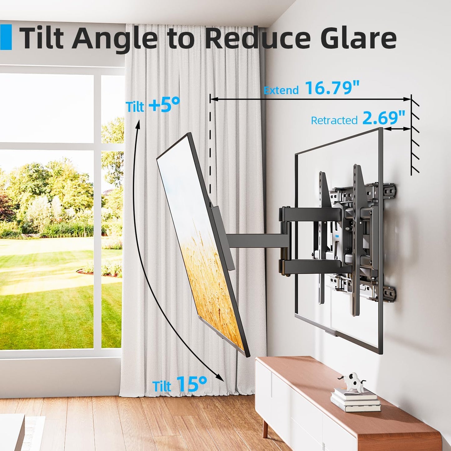 USX STAR Full Motion TV Wall Mount - Adjustable Swivel & Tilt for 42-86 Inch TVs | Supports 110 LBS, Max VESA 600x400mm