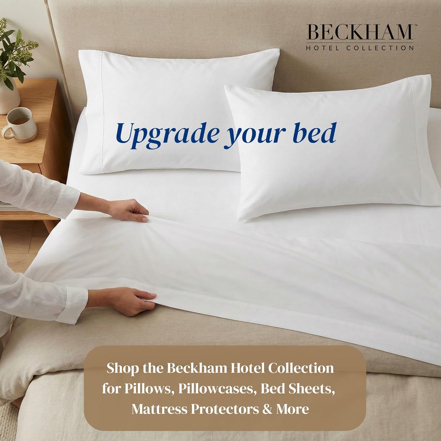 Beckham Hotel Collection King Size Sheets Set - 100% Cotton Sateen, Silky Smooth, 16” Deep Pocket, White