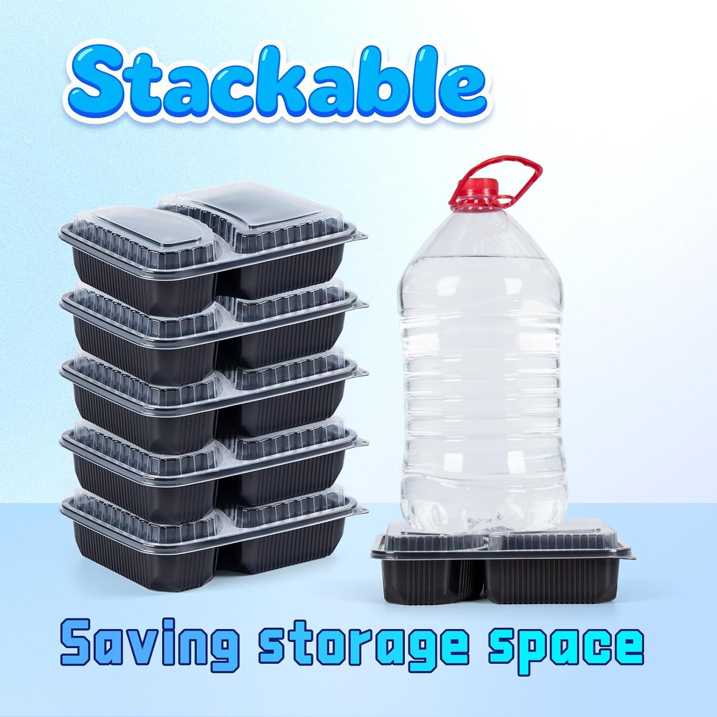 YANGRUI Takeout Containers - 40 Pack 41 oz Leakproof 2-Compartment | BPA-Free, Microwave & Dishwasher Safe