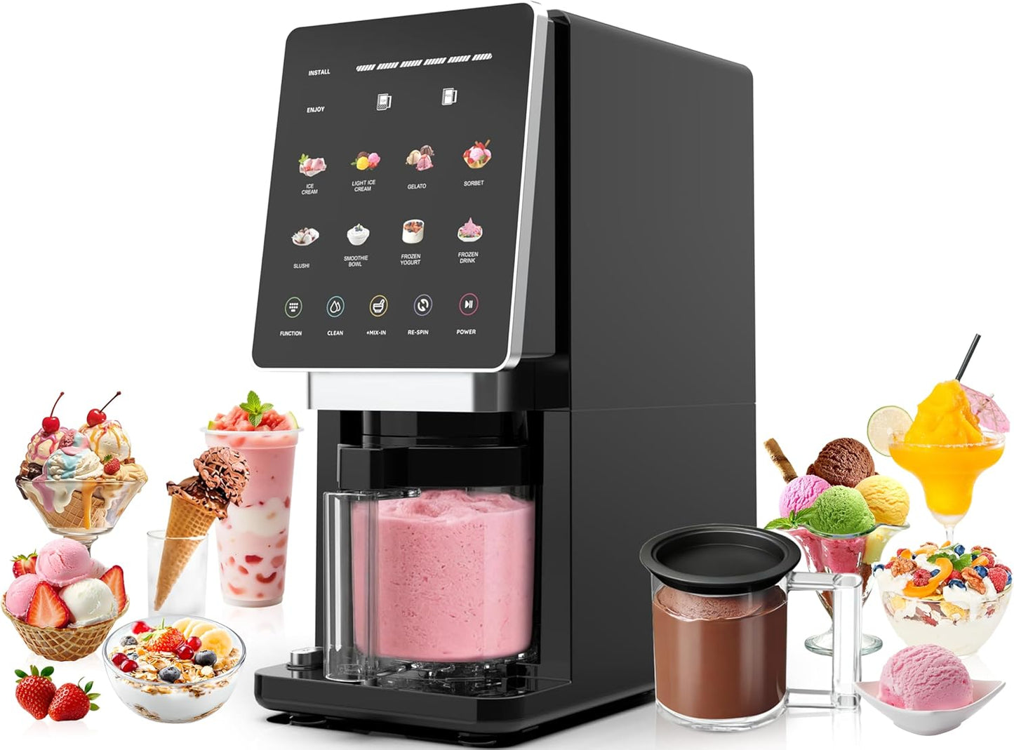 Skiennix Ice Cream Maker - 10-in-1 Frozen Treat Machine for Gelato, Sorbet & Smoothie Bowls | 20 oz Capacity