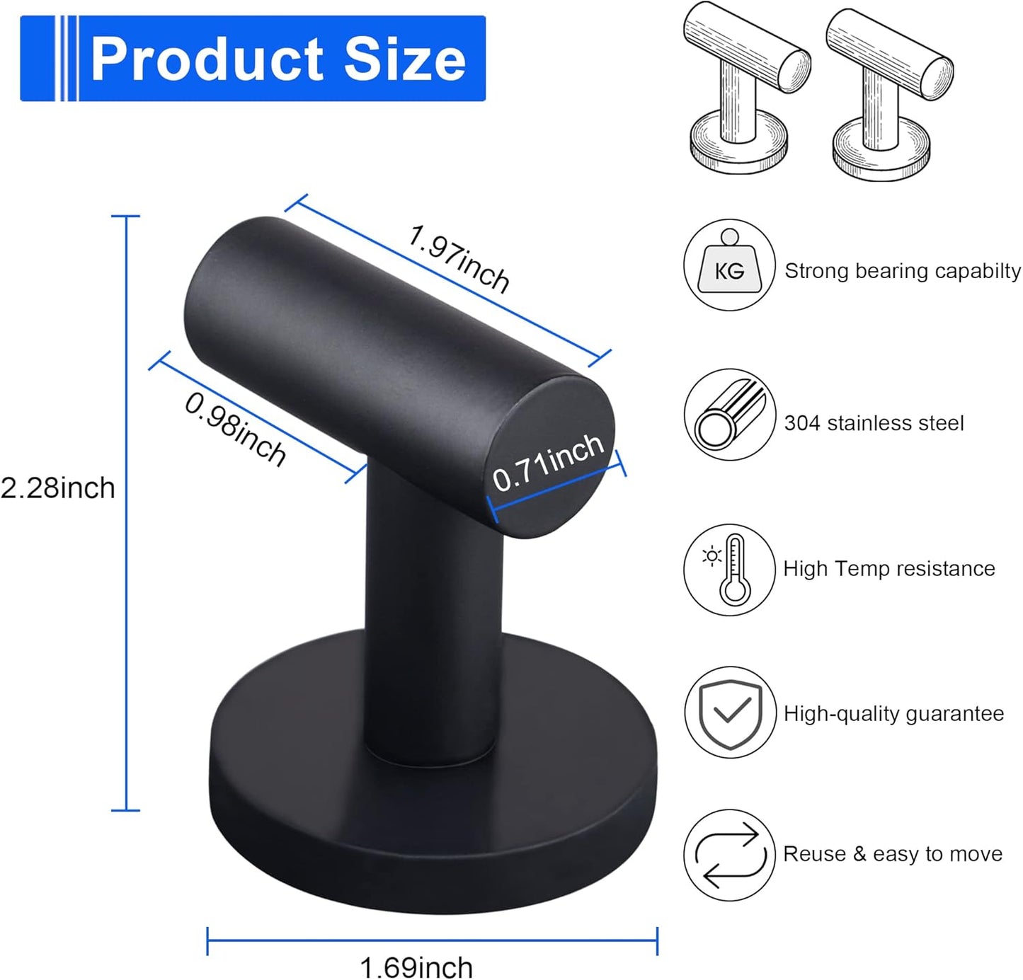 ULIBERMAGNET Strong Magnetic Coat Hooks - Heavy Duty Rubber Coated Neodymium Magnet for Doors & Refrigerators