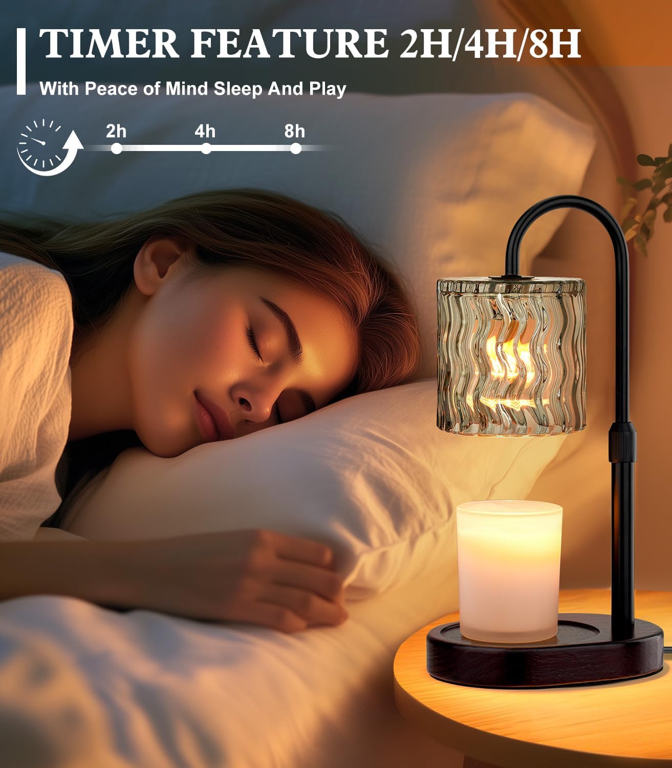 Skiennix Candle Warmer Lamp - Electric Timer & Dimmable Height Adjustable Burner | No Flame Scented Wax Melts