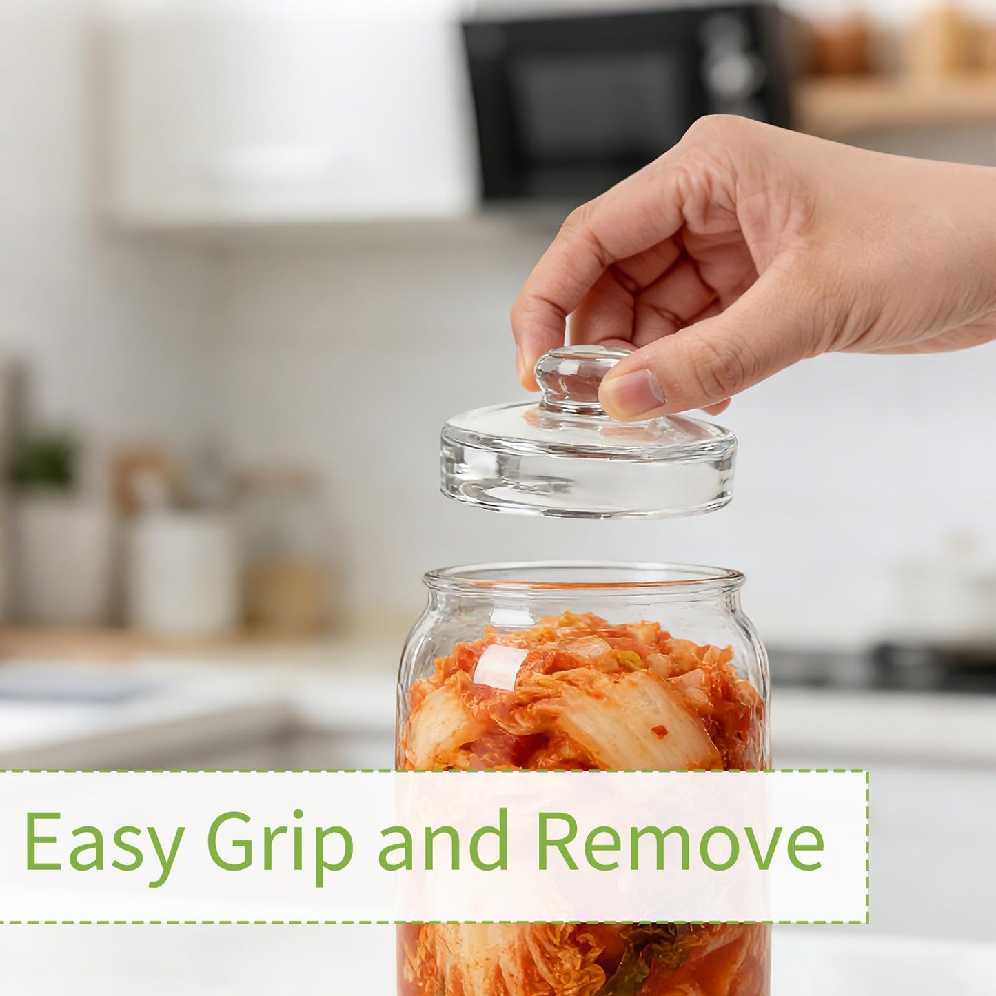 Nexboraque 9 Pack Fermentation Glass Weights with Easy Grip Handles, Clear Canning Weights and Pickling Glass Weight for Wide Mouth Mason Jars, Fermenting Kit, Kimchi, Sauerkraut