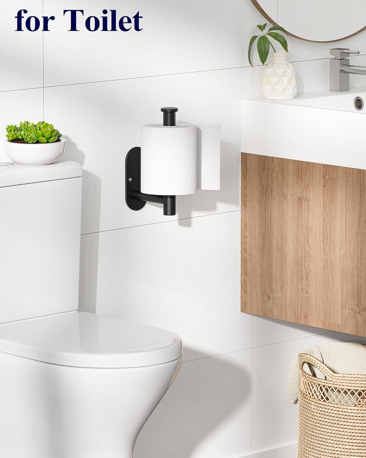 Kitsure Toilet Paper Holder - Premium Waterproof Stainless Steel Wall-Mount | Ideal for Bathroom, Black, 6.5" L