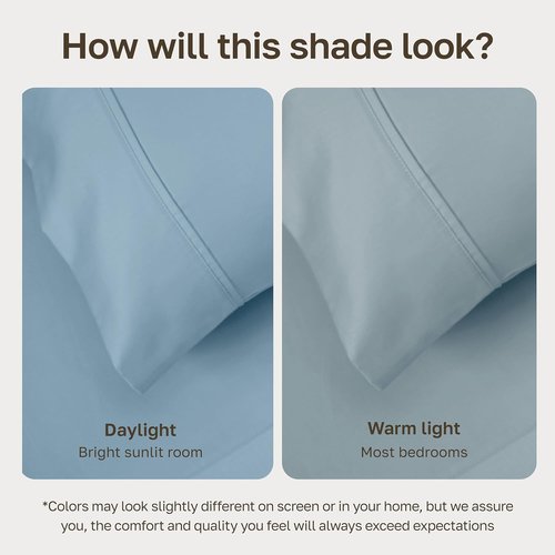 California Design Den 100% Cotton Bed Sheets Set - Silky Smooth, 400 Thread Count, Full Size - Sky Blue
