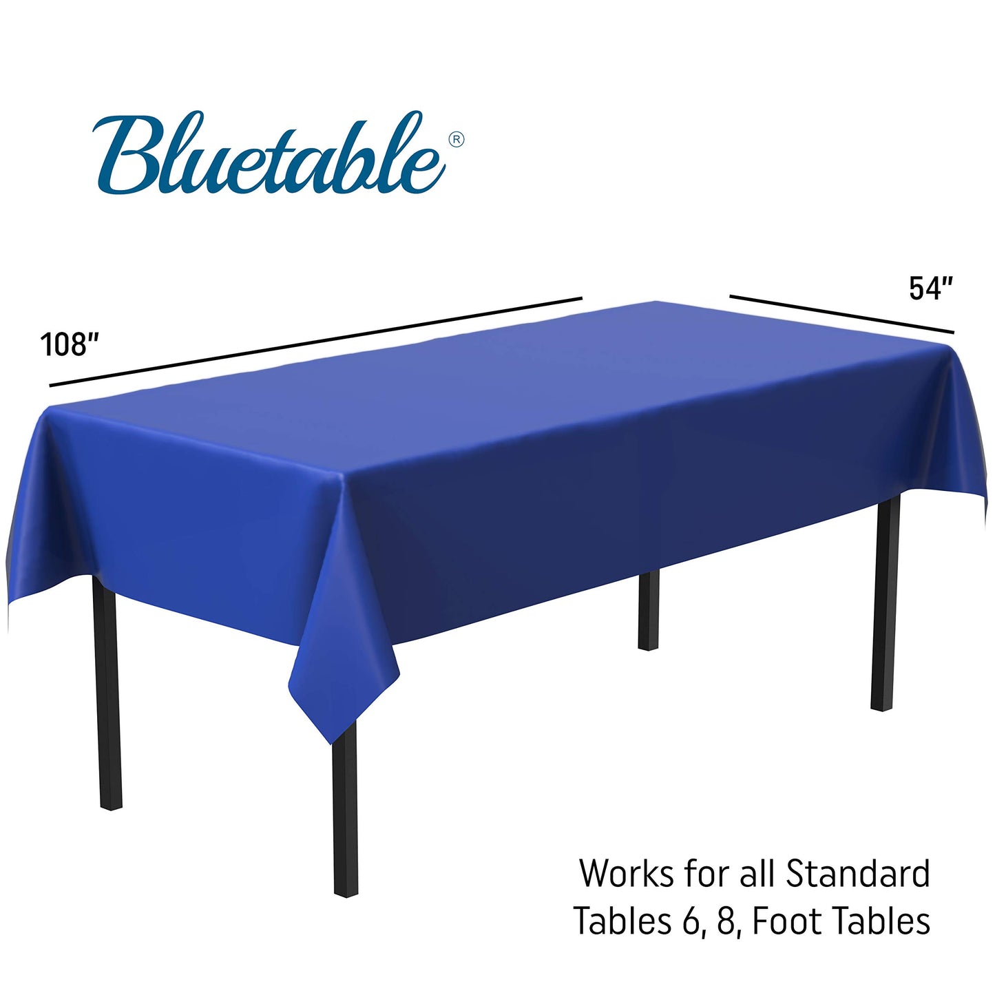 Plastic Tablecloth Disposable Blue (12 Pack) Bulk - Ultra Heavy Duty Table Cloth Rectangle (54” x 108”) 6 Foot or 8 Foot Tables, Premium Royal Blue Party Table Cloths Birthdays Christmas [12 Pack]