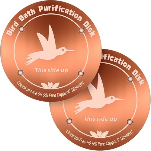 99.99% Pure Copper Bird Bath Purification Disk - Set of 2 | Reinforced 0.6mm Thick Design for All-Season Clean Water