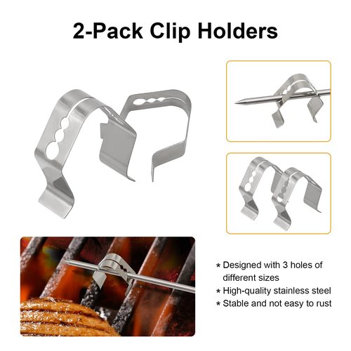 BBQ-PLUS Meat Probe for Pit Boss Pellet Grill, Digital Control Meat Probe Capability, 2 Pack with Clips and Grommets