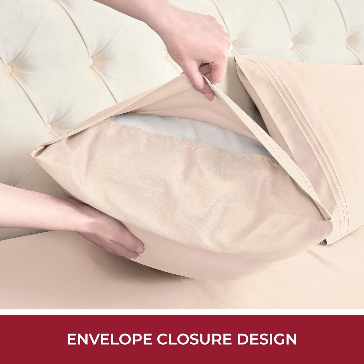 Mellanni RV Short Queen Sheets - Luxury 4 PC Bedding Set - Extra Soft, Cooling, Deep Pocket (Beige)
