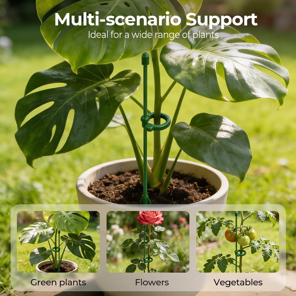Skiennix Plant Stakes - Adjustable Clips for Indoor/Outdoor Plants | 10.62 Inches, Prevents Collapse