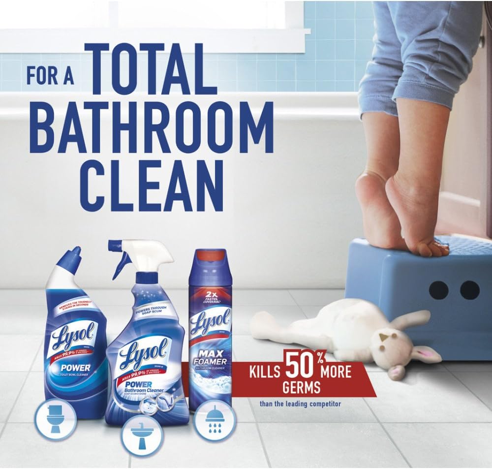 Lysol Toilet Bowl Cleaner Gel - Powerful Stain Removal & Disinfecting | Forest Rain Scent, 24oz