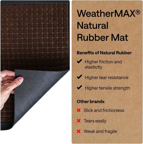 GORILLA GRIP Waterproof All-Season WeatherMAX Doormat - 34x58, Natural Rubber, Stain & Fade Resistant, Easy Clean
