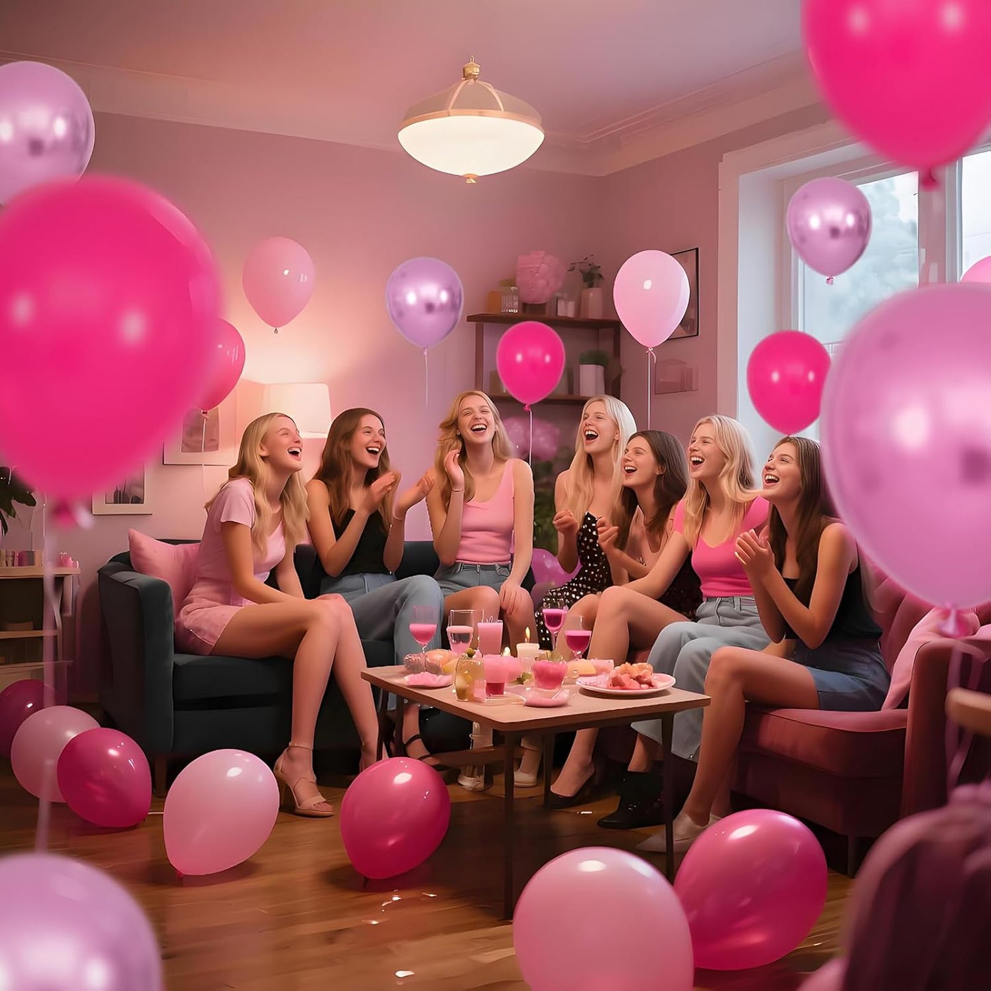 Skiennix 100 Pcs Pink Balloons - 12 Inch Hot Pink & Light Pink Metallic for Birthday & Baby Shower Decor