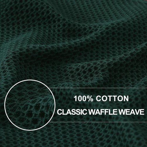 Homaxy 100% Cotton Waffle Weave Dish Towels - Ultra Soft & Absorbent | 13 x 28 Inches, 4-Pack, Blackish Green