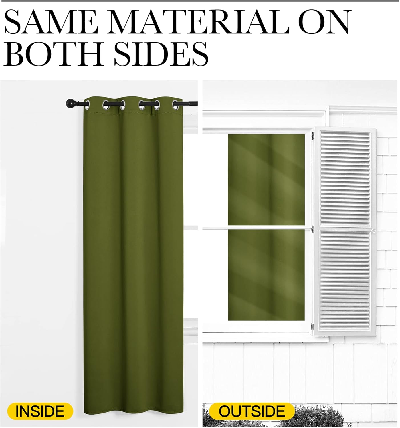 NICETOWN Olive Green Blackout Curtains - Thermal Insulated 86" Long Drapes for Large Windows | 2 Panels, 55" Wide