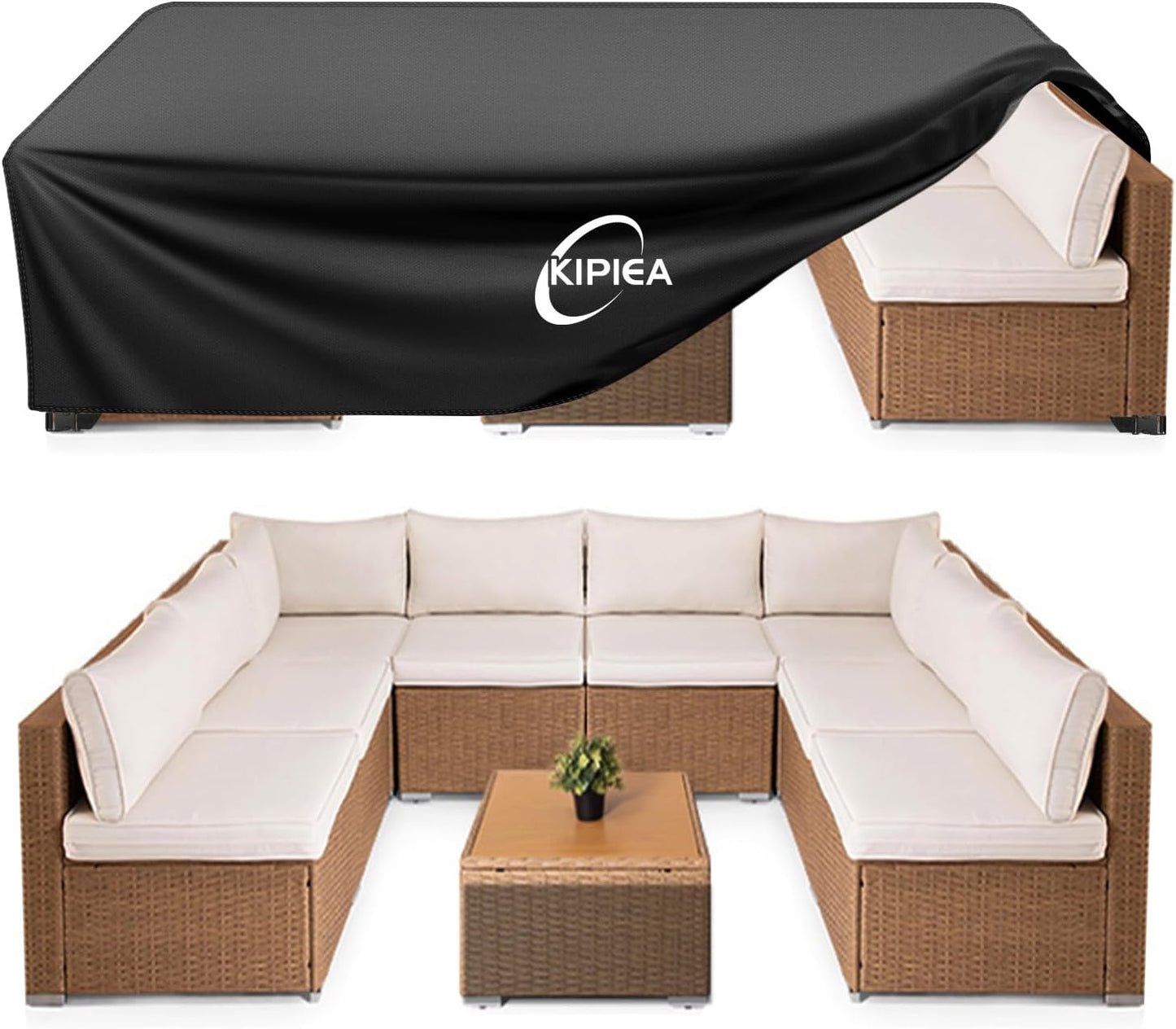Kipiea Waterproof Patio Furniture Covers - Heavy-Duty Protection for Outdoor Sets | 110" L x 84" W x 28" H