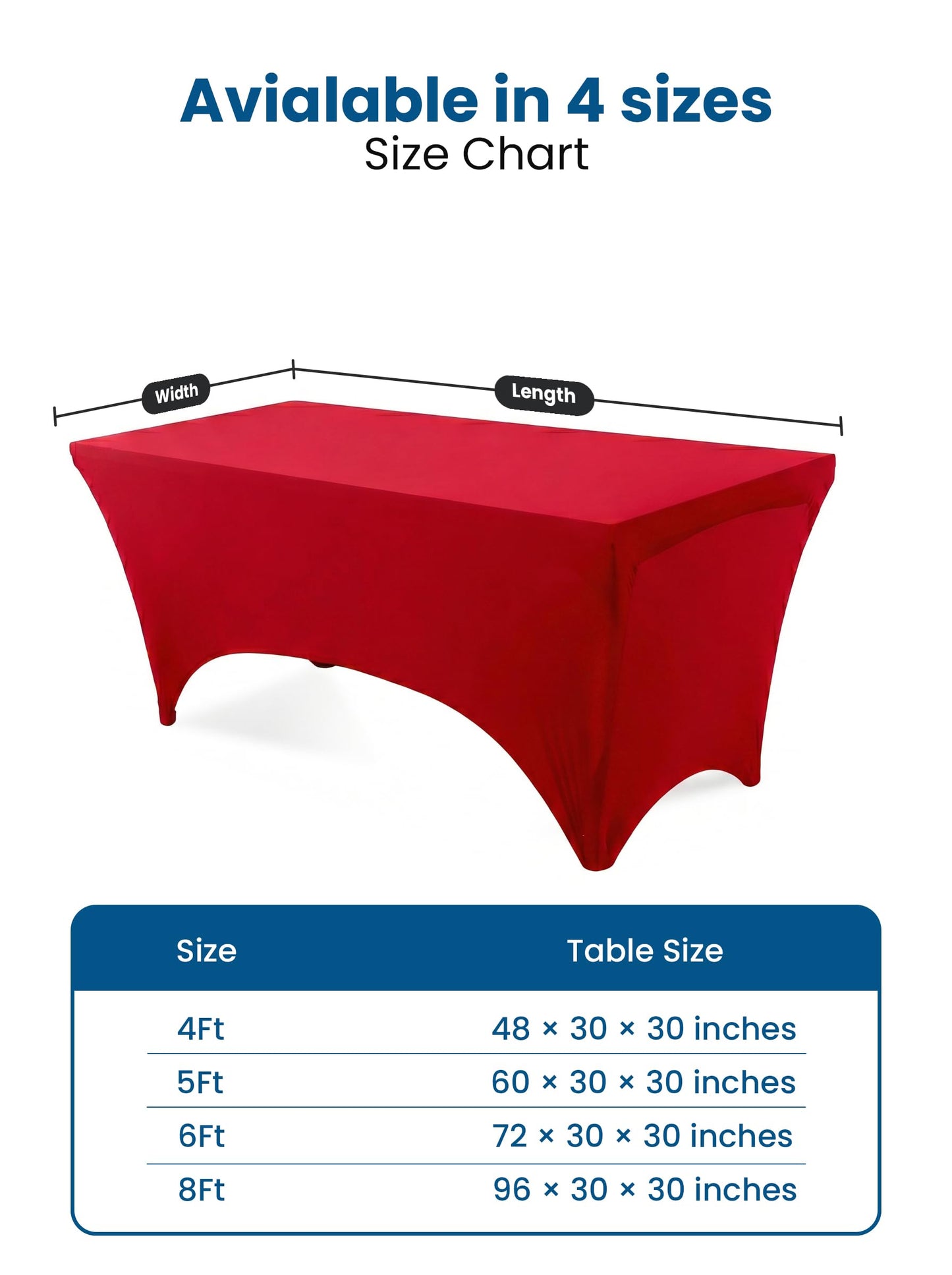 Utopia Kitchen Spandex Tablecloth 2 Pack [8FT, Red] Tight, Fitted, Washable and Wrinkle Resistant Stretch Table Cloth Rectangle Cover for Trade Show, Weddings & Parties [96Lx30Wx30H Inch]