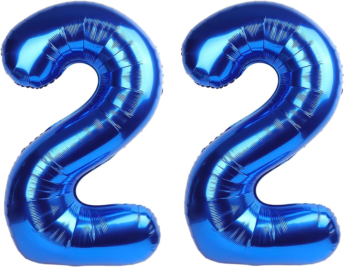 Number 22 Balloon by [Brand Name] - 40 Inch Navy Blue Birthday Decoration for 22nd Celebration