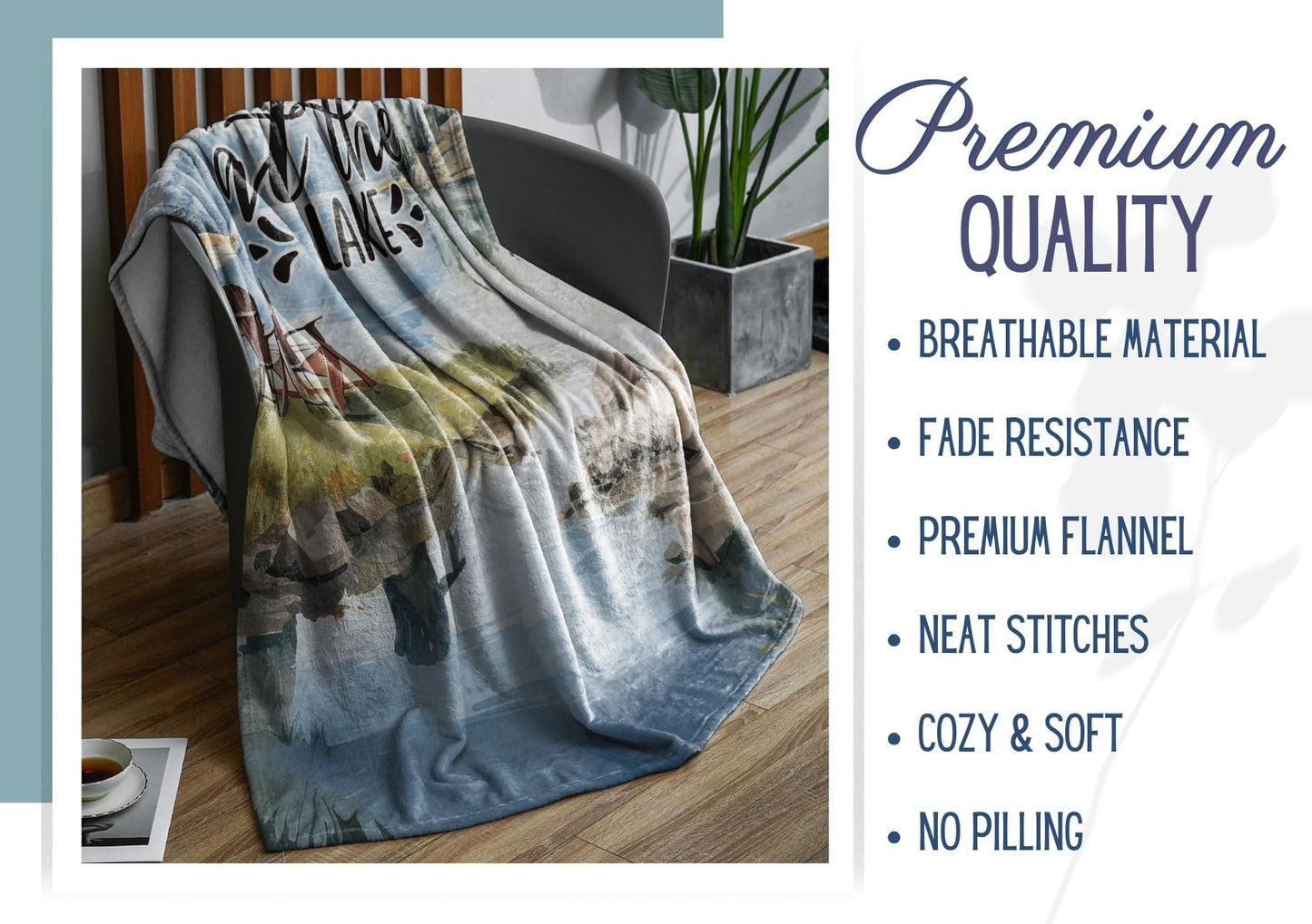 Lake House/Life Gifts Blanket Throw for Women Men - Boating/Fishing Gifts - House Decor Decorations for Home Porch Bed Sofa - Better, 50" x 65"