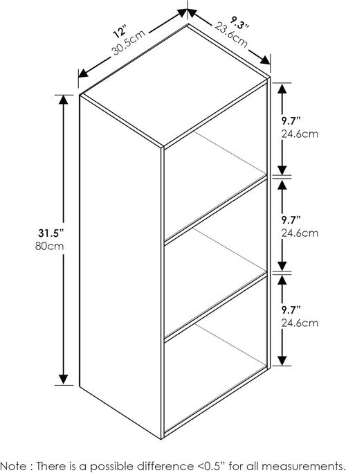 Furinno LUDER 3-Cube Bookshelf - Easy Assembly Bookcase for Living Room & Home Office | White/Light Blue, 9.3 x 12 x 31.5