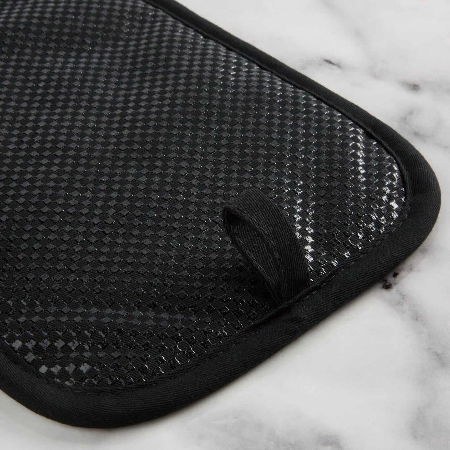 KITCHENAID Gingham Pot Holder 2-Pack Set, Matte Black, 7"x10"