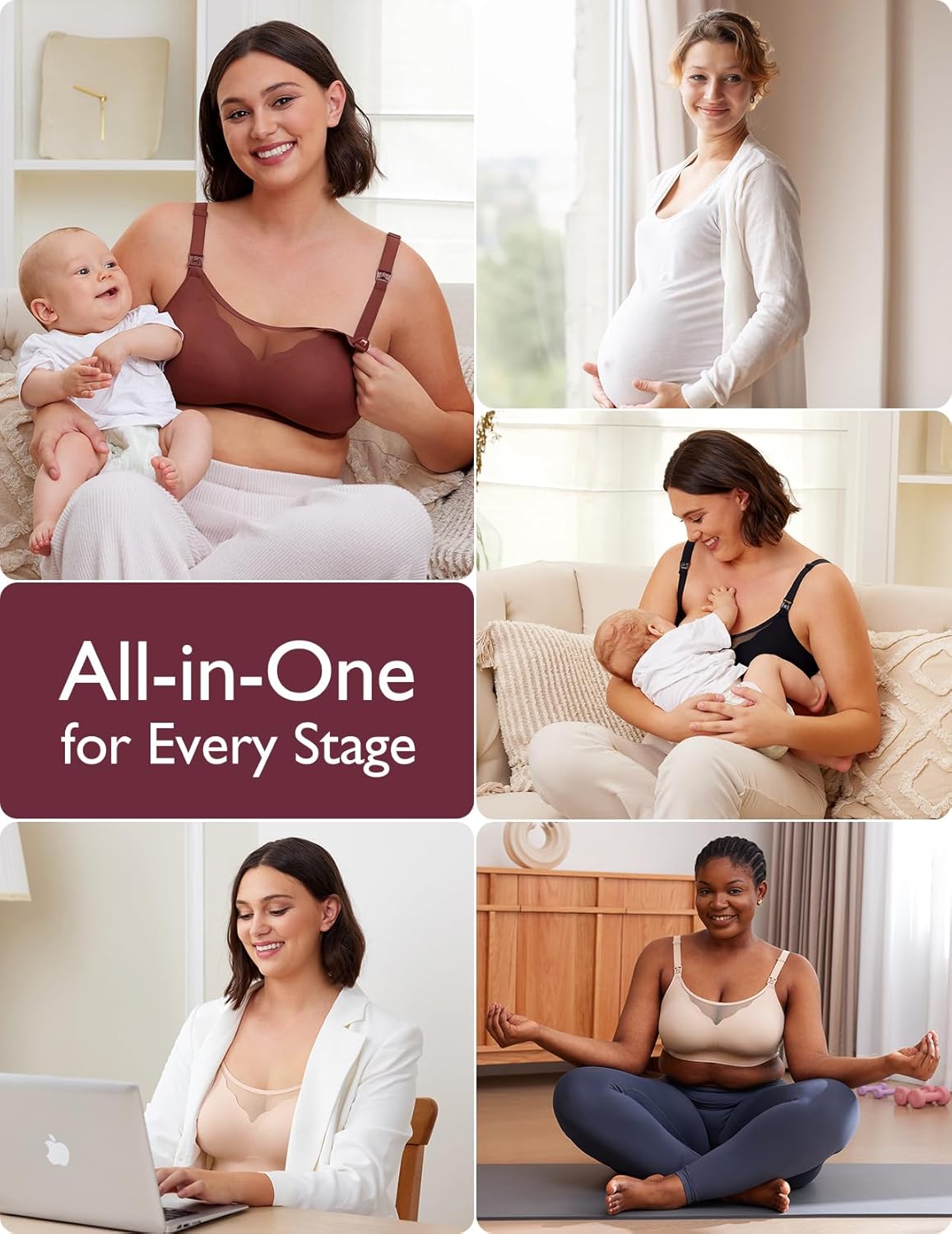 Momcozy Nursing Bras - Breathable Mesh Comfort for Maternity | Medium Size U-Shaped Full Body Pillow
