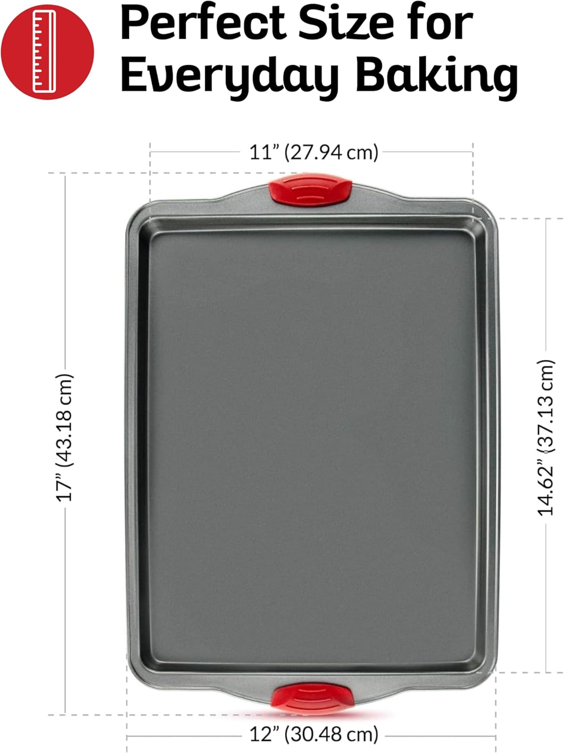 Premium Nonstick Baking Sheet Pans - Set of 3 Heavy-Gauge Carbon Steel | Warp, Dent & Rust-Resistant for Exceptional Baking