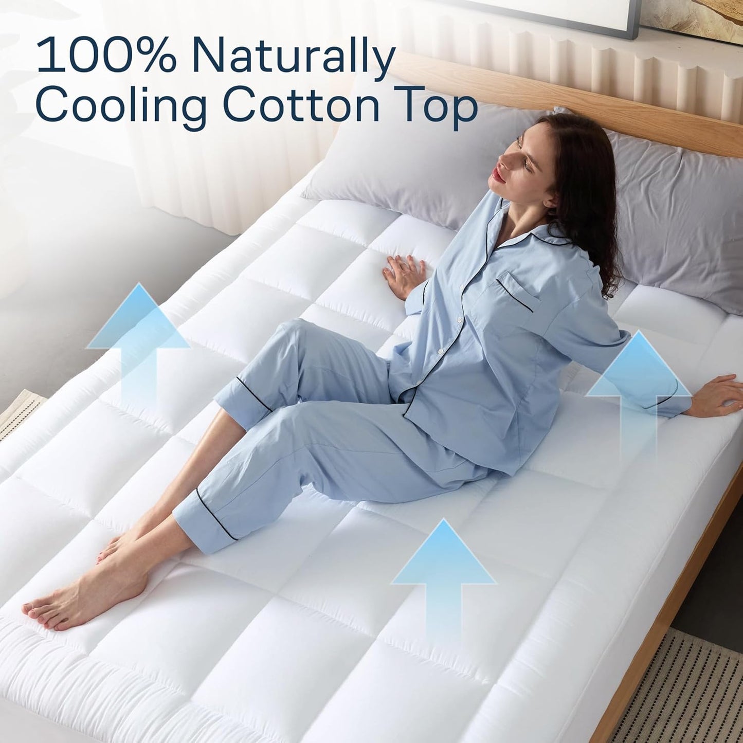 Regine Switzerland Cloud-Like Queen Mattress Topper - 100% Cotton for Back Pain Relief | Breathable & Cooling Design