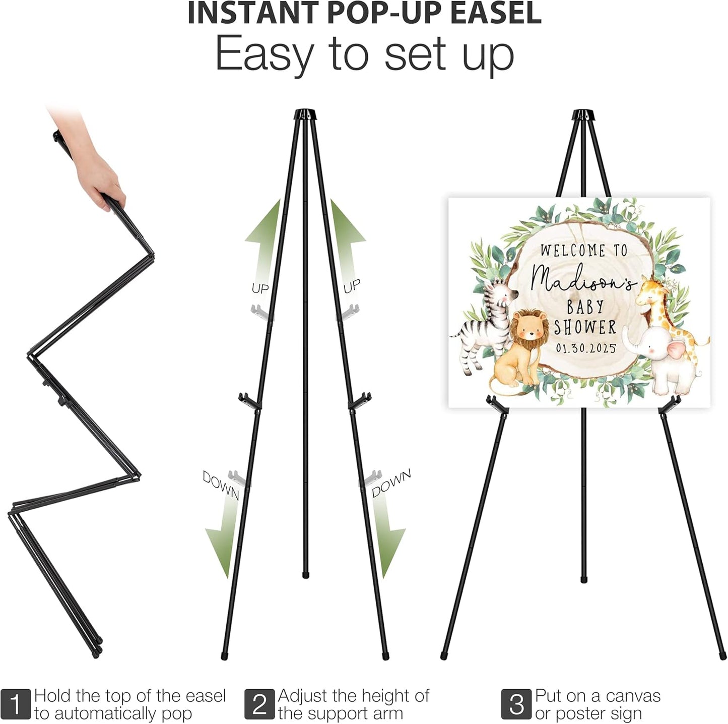 Regine Switzerland 63" Adjustable Metal Easel Stand - Perfect for Wedding Sign Display & Art