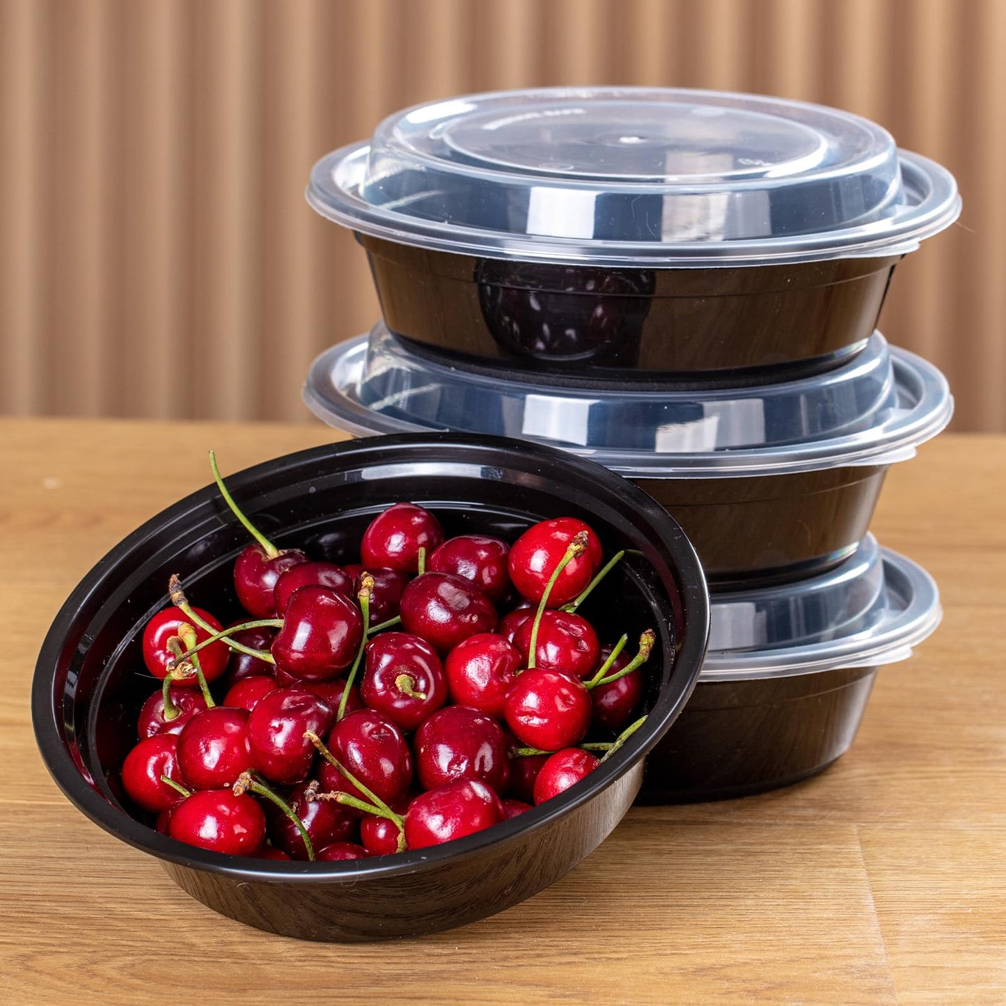 plaspapier Commercial 32 oz Round Meal Prep Containers - 50 Pack (100 Pcs) with Lids, BPA-Free, Leak-Resistant, Freezer & Dishwasher Safe - For Soups, Salads, Takeout