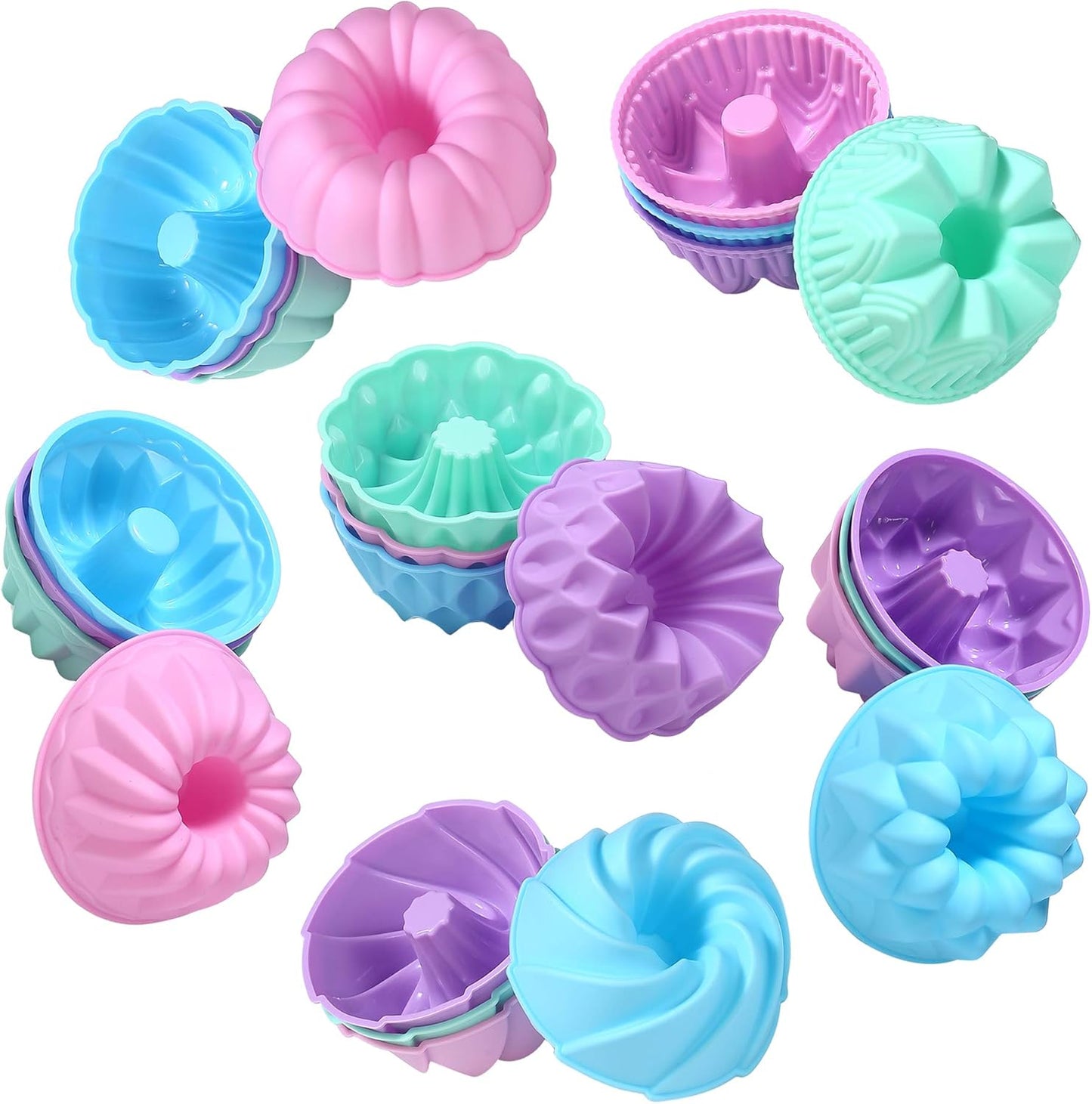 Skiennix 24-Pack Silicone Donut Molds - Nonstick 3-Inch Baking Cups for Muffins, Jello & Bagels | Oven & Dishwasher Safe