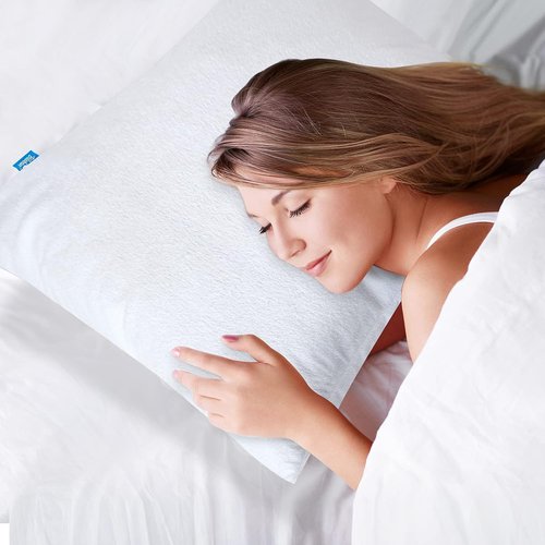 Biloban Waterproof Pillow Protector - 100% Viscose Bamboo Cooling Cases | Standard Size 2-Pack, 26”x20” White